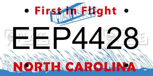 EEP4428 North Carolina License Plate