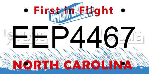 EEP4467 North Carolina License Plate