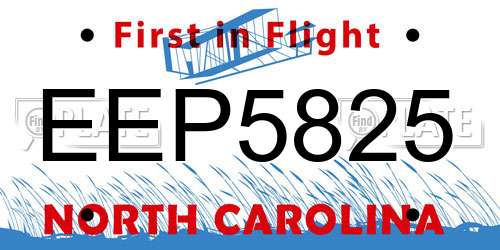 EEP5825 North Carolina License Plate