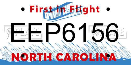 EEP6156 North Carolina License Plate