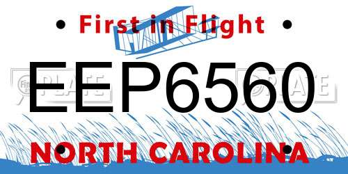 EEP6560 North Carolina License Plate
