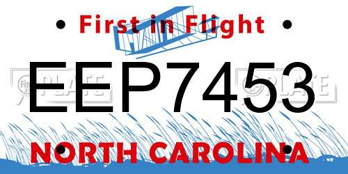 EEP7453 North Carolina License Plate