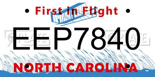 EEP7840 North Carolina License Plate