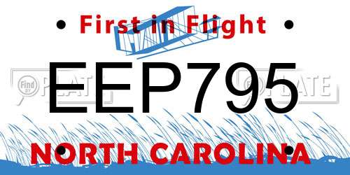 EEP795 North Carolina License Plate