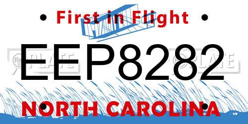 EEP8282 North Carolina License Plate