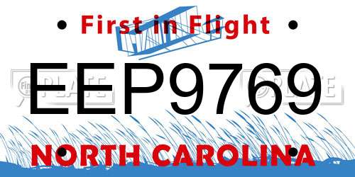 EEP9769 North Carolina License Plate