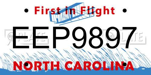 EEP9897 North Carolina License Plate