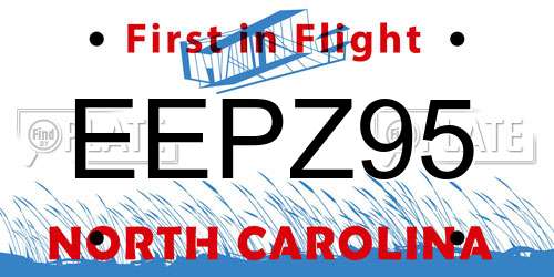 EEPZ95 North Carolina License Plate