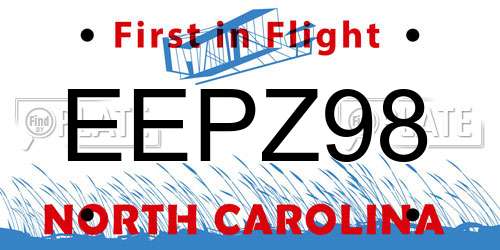EEPZ98 North Carolina License Plate
