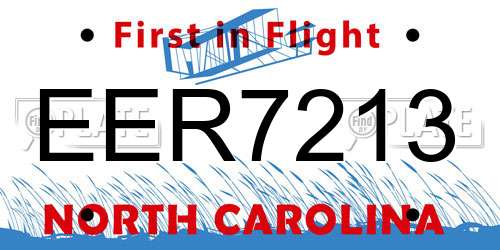 EER7213 North Carolina License Plate