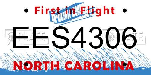 EES4306 North Carolina License Plate