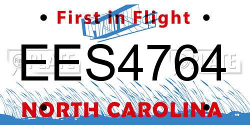 EES4764 North Carolina License Plate