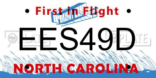 EES49D North Carolina License Plate