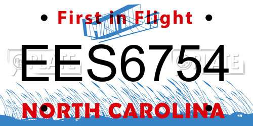 EES6754 North Carolina License Plate