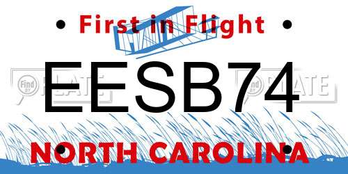 EESB74 North Carolina License Plate