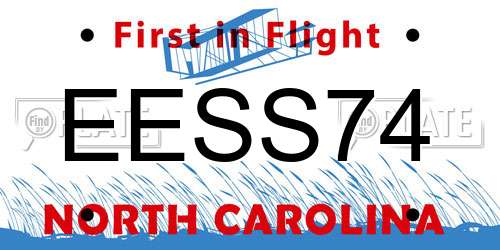 EESS74 North Carolina License Plate