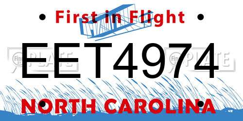EET4974 North Carolina License Plate