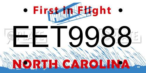 EET9988 North Carolina License Plate