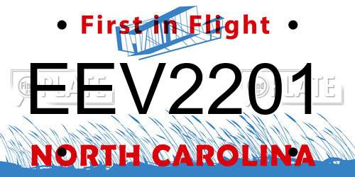 EEV2201 North Carolina License Plate