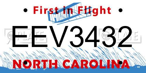 EEV3432 North Carolina License Plate