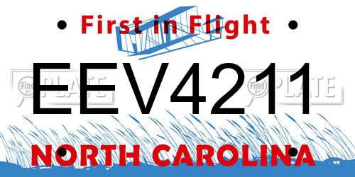 EEV4211 North Carolina License Plate
