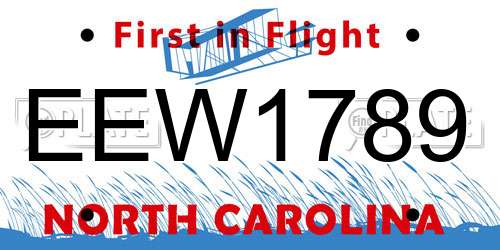 EEW1789 North Carolina License Plate