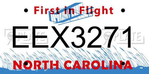 EEX3271 North Carolina License Plate