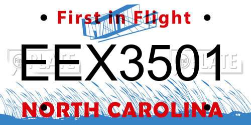 EEX3501 North Carolina License Plate