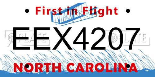EEX4207 North Carolina License Plate