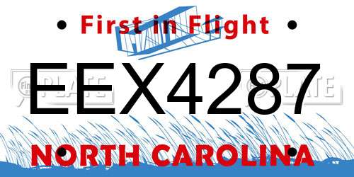 EEX4287 North Carolina License Plate