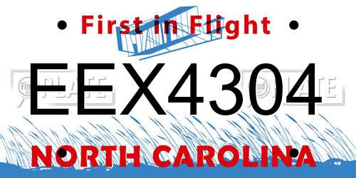 EEX4304 North Carolina License Plate