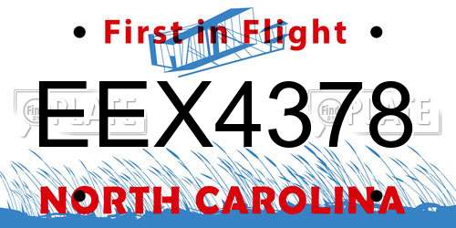 EEX4378 North Carolina License Plate
