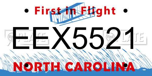 EEX5521 North Carolina License Plate