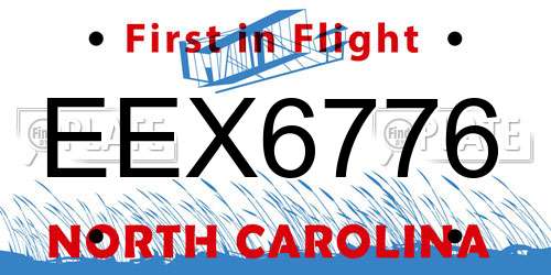 EEX6776 North Carolina License Plate