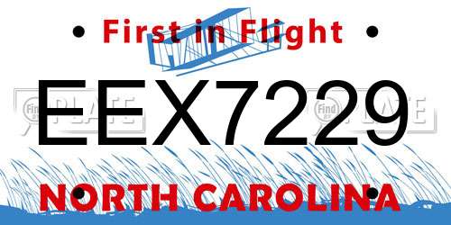 EEX7229 North Carolina License Plate