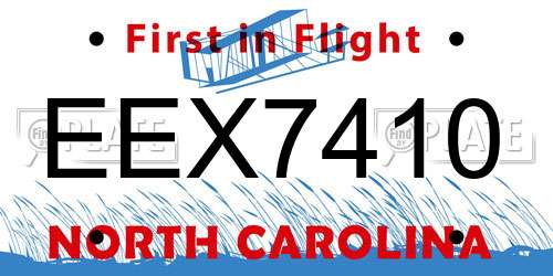 EEX7410 North Carolina License Plate