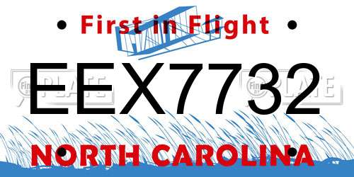 EEX7732 North Carolina License Plate