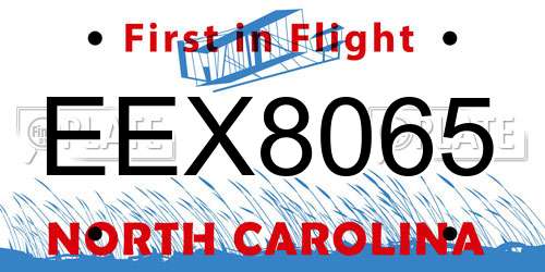 EEX8065 North Carolina License Plate
