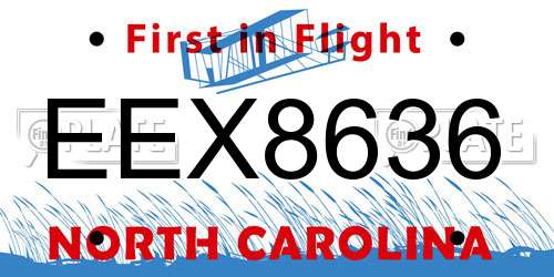 EEX8636 North Carolina License Plate