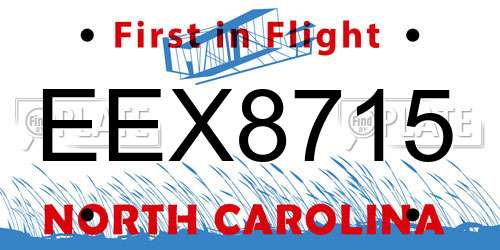 EEX8715 North Carolina License Plate
