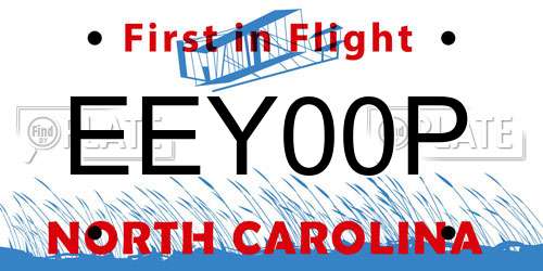 EEY00P North Carolina License Plate