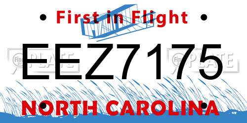 EEZ7175 North Carolina License Plate