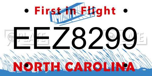 EEZ8299 North Carolina License Plate