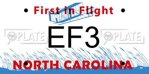 EF3 North Carolina License Plate