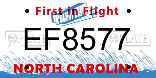 EF8577 North Carolina License Plate