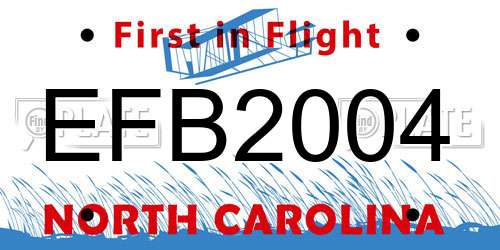 EFB2004 North Carolina License Plate