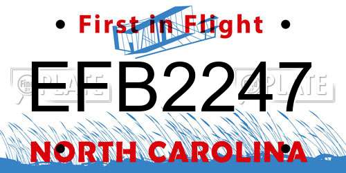 EFB2247 North Carolina License Plate