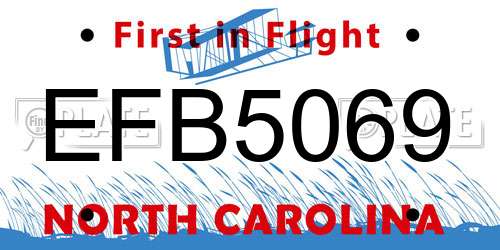 EFB5069 North Carolina License Plate
