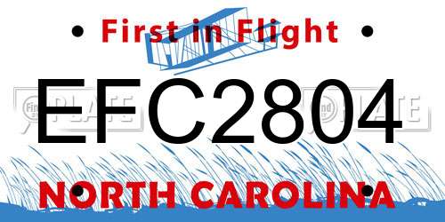 EFC2804 North Carolina License Plate