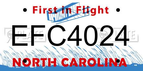 EFC4024 North Carolina License Plate